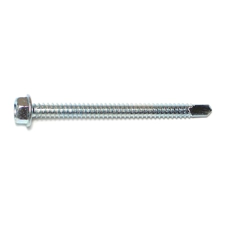 Midwest Fastener Self-Drilling Screw, #14 x 3 in, Zinc Plated Steel Flange Hex Head External Hex Drive, 100 PK 03301